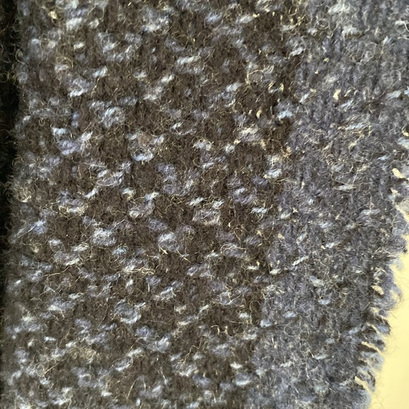 JOS A BANK wool cashmere scarf black blue fringe - Picture 2 of 5